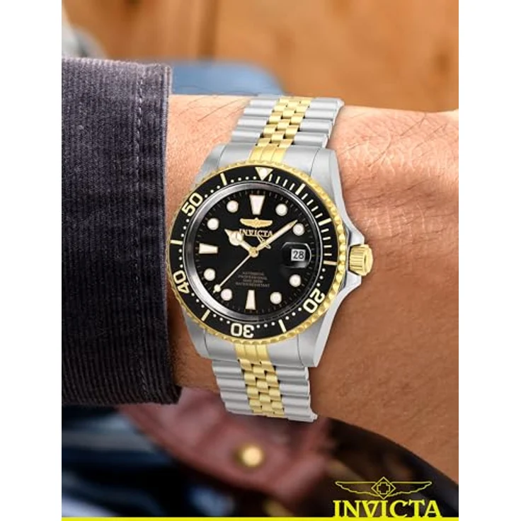 Invicta Pro Diver Automatikuhr, Edelstahl Herrenarmbanduhr mit schwarzem Zifferblatt, 42mm, 20 bar wasserdicht – Bild 2