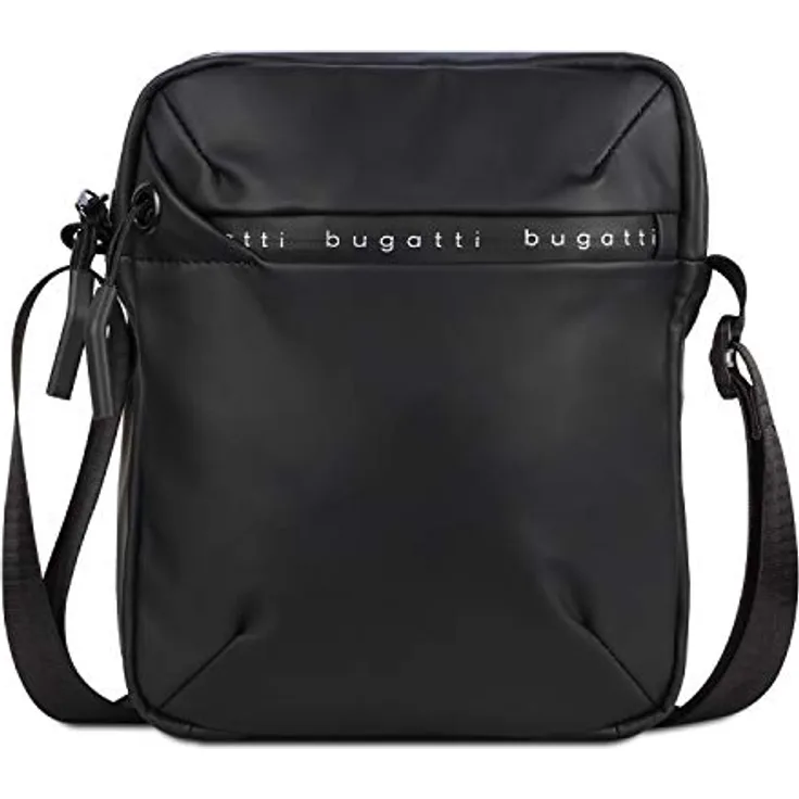 bugatti Blanc kleine Crossover-Umhängetasche, kompakte Schultertasche mit Reißverschlussfächern, schwarz, 17 x 4,5 x 21 cm