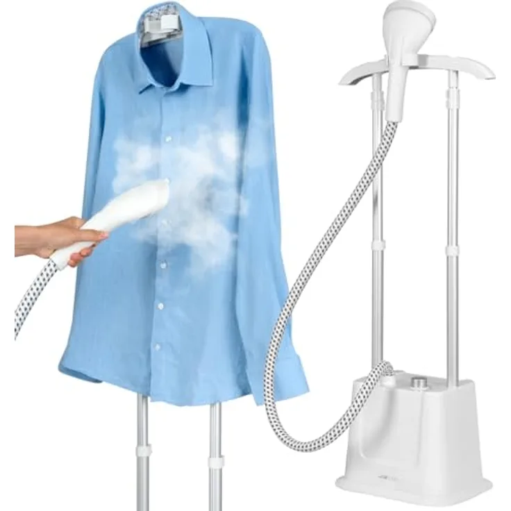 Clatronic TDC 3809 Dampfglätter 1600W Weiß, mit abnehmbarem Wassertank, 3-stufiger Dampfstoß-Einstellung und Teleskopgestänge