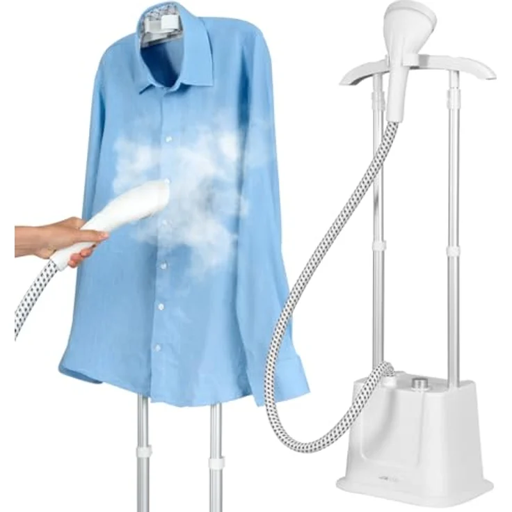 Clatronic TDC 3809 Dampfglätter 1600W Weiß, mit abnehmbarem Wassertank, 3-stufiger Dampfstoß-Einstellung und Teleskopgestänge – Bild 1