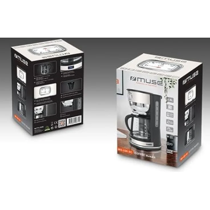 MUSE Kaffeeautomat MS-220 SC | mit Glaskanne, analoge Anzeige für Warmhaltung, 10 Tassen Fassungsvermögen, Edelstahl, beige – Bild 4