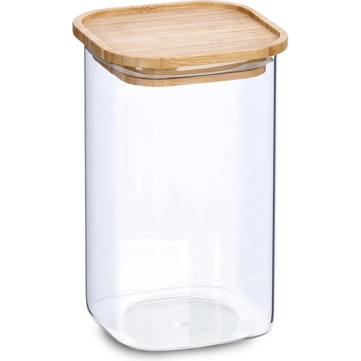 Zeller Vorratsglas m. Bambusdeckel, 900 ml, quadratisches Design, stapelbar