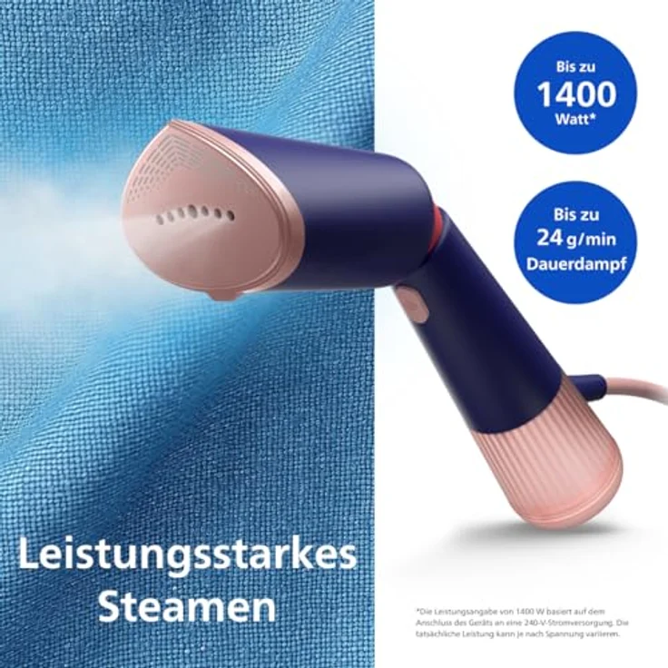 Philips Dampfglätter 5000-Serie Marineblau - Schnelle Faltenentfernung, beheizte Dampfplatte, Eco & Max Einstellungen, verstellbarer Kopf, leichtes Design – Bild 2