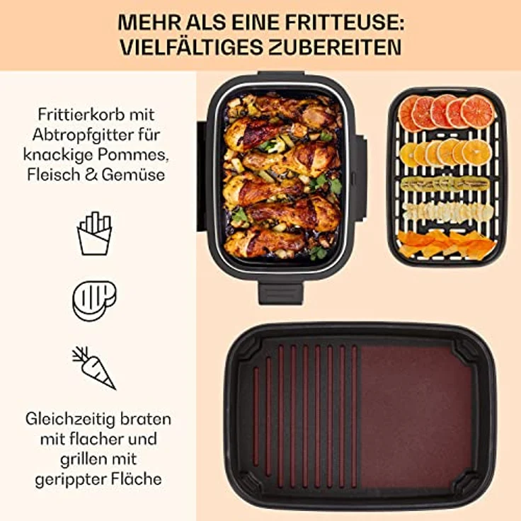 Klarstein Heißluftfritteuse Combo Air, 1500 W, fettfrei, 2,5 Liter, Edelstahl – Bild 6