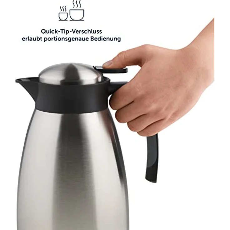 Blumtal Thermokanne Carla, 2 L, Rot, Metall, Ausgießen per Knopfdruck, BPA-frei, für Kaffee & Tee – Bild 2