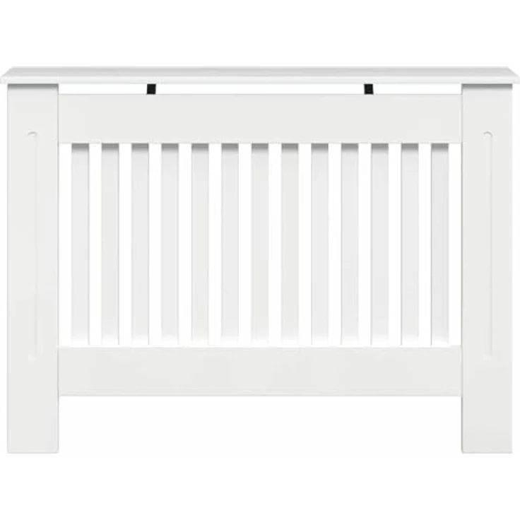 vidaXL Heizkörperabdeckung Hochglanz Weiß 112 x 19 x 81,5 cm, Moderner dekorativer Heizkörper-Schutz aus Holzwerkstoff, kindersicher mit praktischem oberen Regal – Bild 4