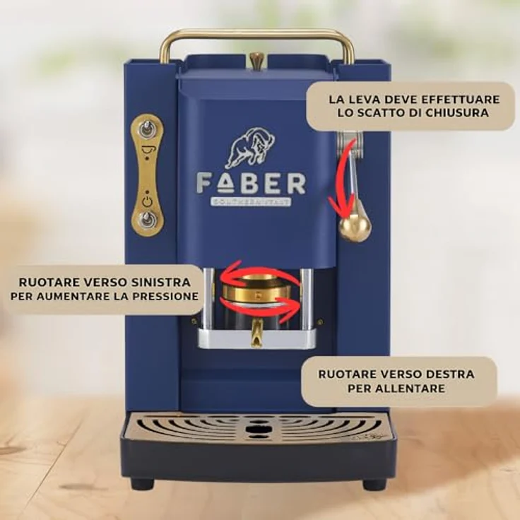 Faber Coffee Machines Faber Pro Deluxe 3.0 Kaffeepadmaschine, Messing mit ESE-Pad Kompatibilität und hygienischem Glassertank – Bild 7