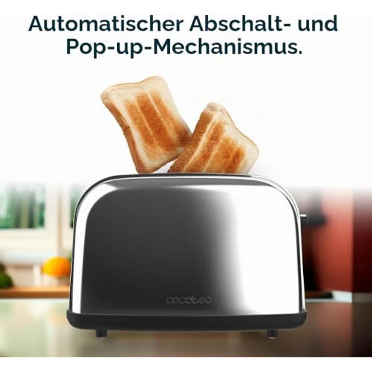 Cecotec Toastin' time 850 Inox Lite, Doppelter Kurzschlitztoaster für 2 Scheiben, 850 W, Edelstahl mit 7 Bräunungsstufen und automatischem Pop-up-Mechanismus – Bild 8