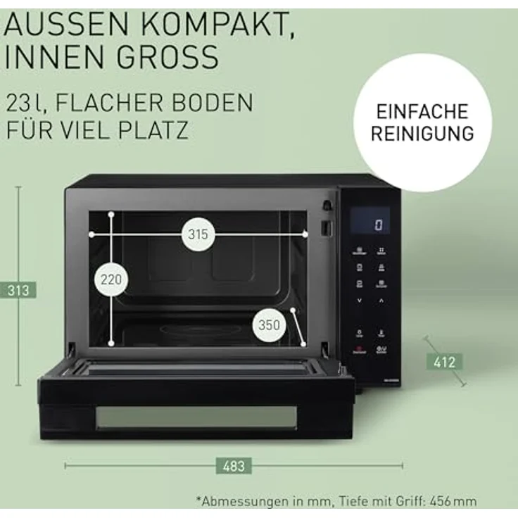 Panasonic NN-DF38PBEPG Kombi-Mikrowelle & Grill, 1000 W, 23 l, Inverter-Tech, Kombi Modus, Flachbett, 16 Auto-Programme & Auftau-Modi, emailliertes Blech, Gitterrost, leichte Reinigung, Schwarz – Bild 5