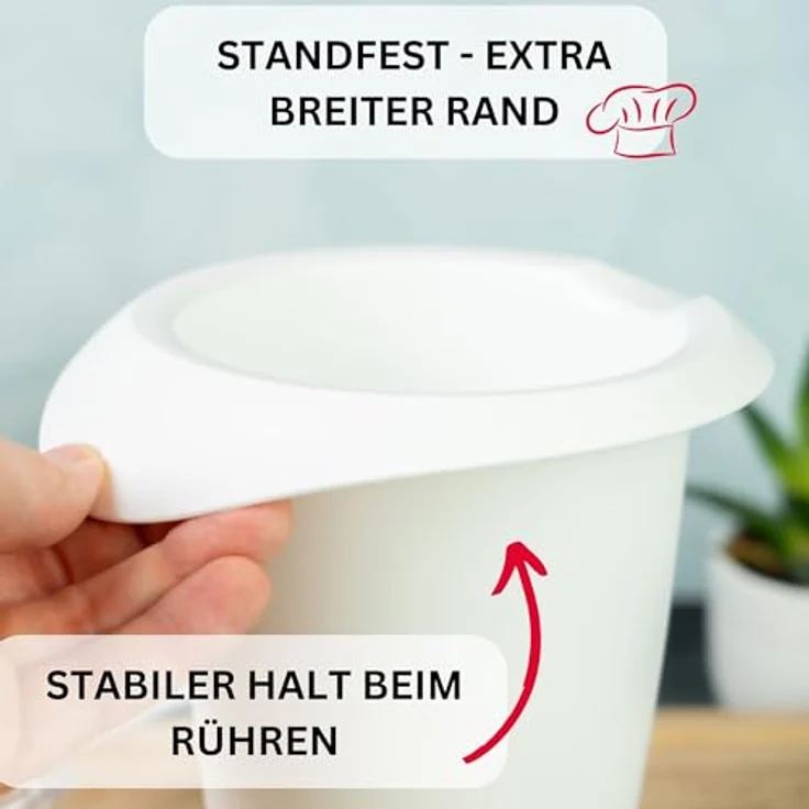 Westmark Quirltopf mit Spritzschutz, Deckel und Ausgießer, Kunststoff, Füllvolumen: 1 Liter, Weiß-Rot, 3151227R – Bild 6
