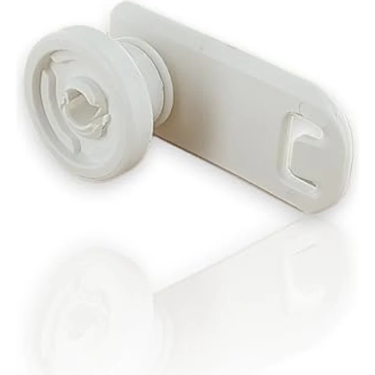 DL-pro Oberkorbrolle kompatibel mit Miele 7649011, Geschirrkorb-Rolle mit Halter für Besteckschublade, 47 mm lang, weiß – Bild 1