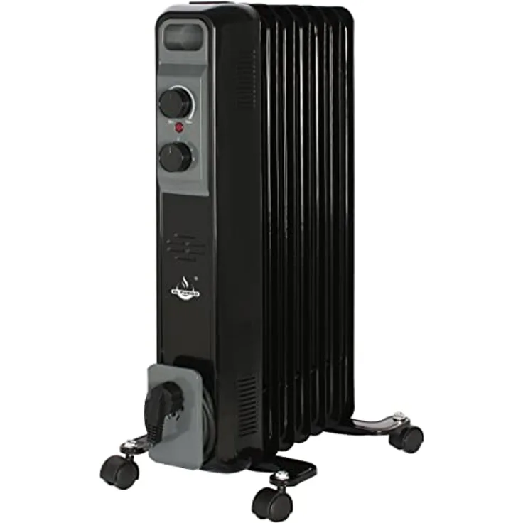 El Fuego® Mobiler Elektro-Ölradiator" | mit 7 Rippen | Farbe: Schwarz | stromsparend | 600/900 / 1500 Watt | Heizung Heizgerät Elektroheizung
