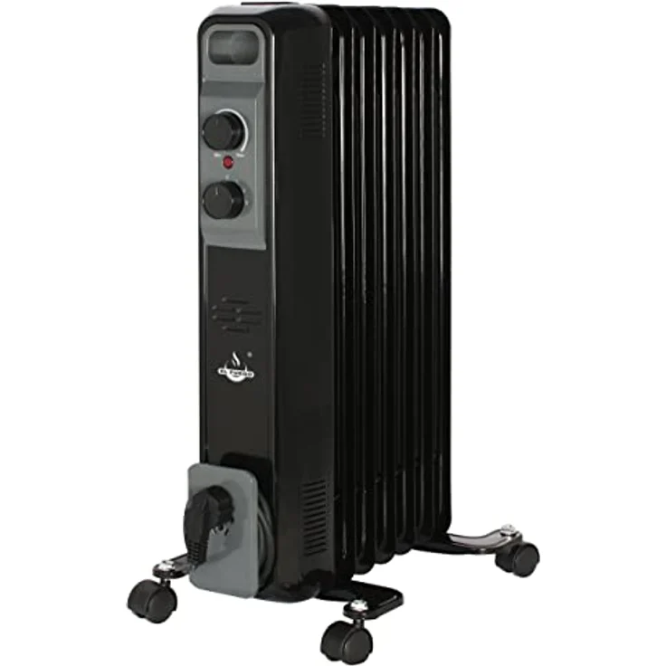 El Fuego® Mobiler Elektro-Ölradiator" | mit 7 Rippen | Farbe: Schwarz | stromsparend | 600/900 / 1500 Watt | Heizung Heizgerät Elektroheizung – Bild 1