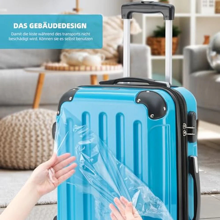 BEIBYE 2048 Zwillingsrollen Reisekofferset 3 TLG. Hartschale in Türkis, erweiterbar mit Teleskopgriff, 4 Doppelrollen und Innenorganisation – Bild 4