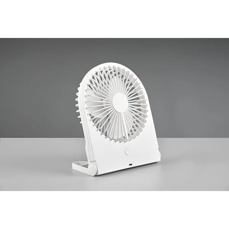 Reality Leuchten BREEZY Tischventilator, leise, Akku Lüfter mit USB-C, 23cm, weiß matt – Bild 2