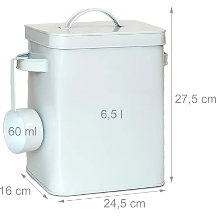 Relaxdays Metallbox, 6,5 L Aufbewahrungsbox mit Dosierhilfe, luftdicht und praktisch, weiß – Bild 4