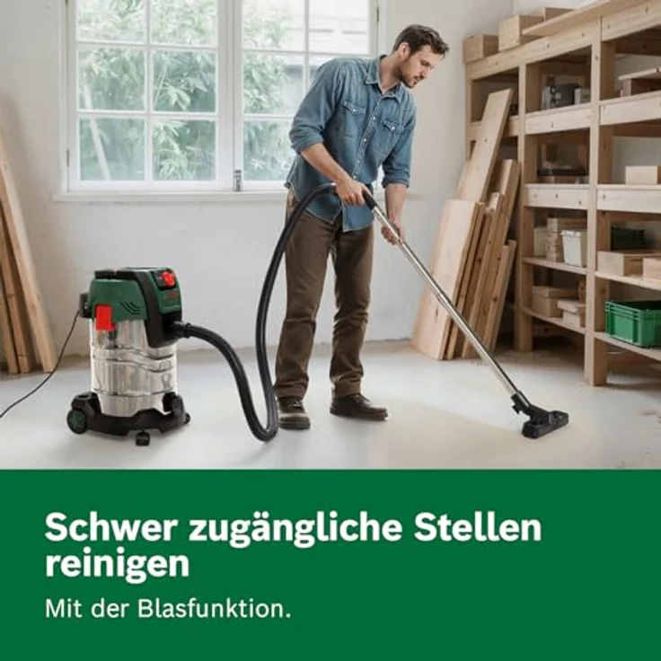 Bosch PAS30-240PRS, kabelgebundener Nass- und Trockensauger mit 1.300-W-Motor, HEPA-Filter und Fernbedienung, inkl. Edelstahl-Verlängerungsrohre und 2,2 m Schlauch – Bild 3