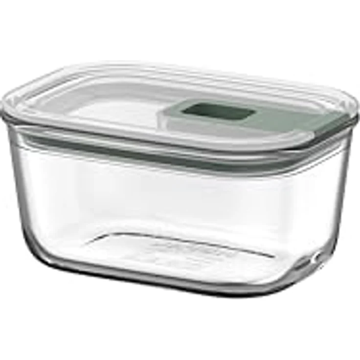 Mepal EasyClip Glasbehälter, luftdichte Meal Prep Box mit Schiebeverschluss, geeignet für Mikrowelle, Ofen und Dampfgarer, 450 ml, Nordic sage – Bild 1