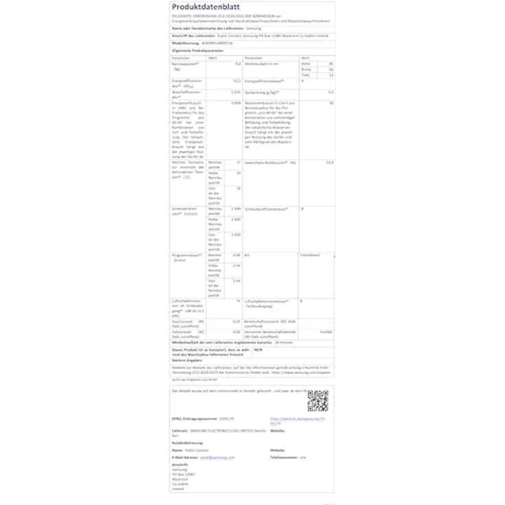 Samsung WW3000FM, 9 kg SLIM Waschmaschine mit Hygiene-Dampfprogramm, Frontlader, Energieeffizienz A, 1400 RPM, 76 dB – Bild 11