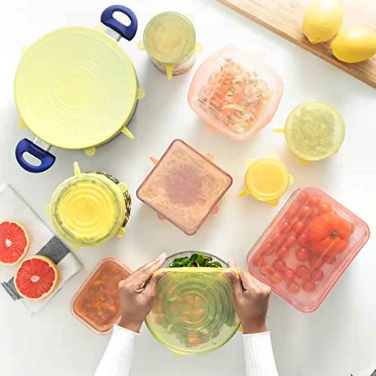InnovaGoods 10-teiliges Set aus wiederverwendbaren, verstellbaren Küchendeckeln aus Silikon, mehrfarbig, für diverse Behälter – Bild 9