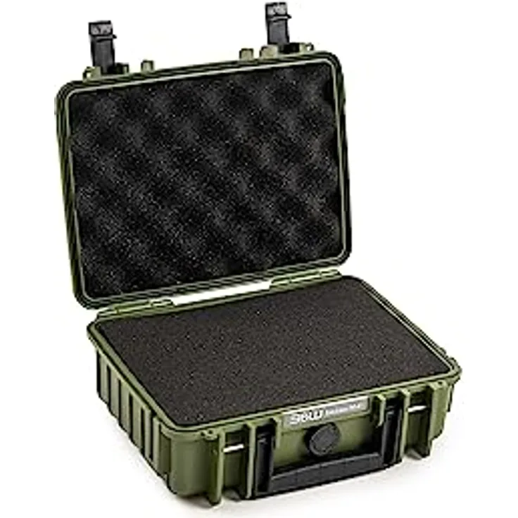 B&W International B&W Transportkoffer Outdoor - Typ 1000 Bronze-Grün - mit Würfelschaum - wasserdicht nach IP67 Zertifizierung, staubdicht, bruchsicher und unverwüstlich