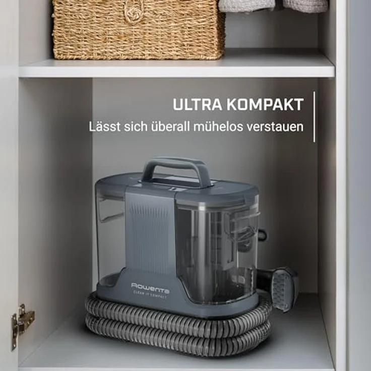 Rowenta Clean It IN3011F0, tragbarer Multi-Reinigungs-Teppichreiniger mit 400 Watt, 1,5-Liter-Frischwassertank, kompaktes Design in Grau, ideal für Haustierschmutz – Bild 4