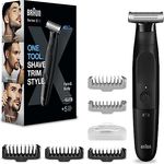 Braun Series X Barttrimmer/ Bodygroomer / Elektrorasierer Herren / Haarschneidemaschine Profi, 5 Aufsätze für Gesicht und Körper, Ladestation, 45 Min. kabellose Laufzeit, Vatertagsgeschenk, XT3200