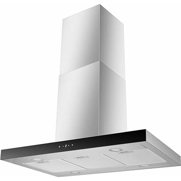Respekta Dunstabzugshaube CH44199IX-21, Inselhaube aus Edelstahl mit Glasfront, 90 cm, Luftstrom max. 631,7 m³/h, Energieeffizienzklasse A+++, Abluft- und Umluftbetrieb