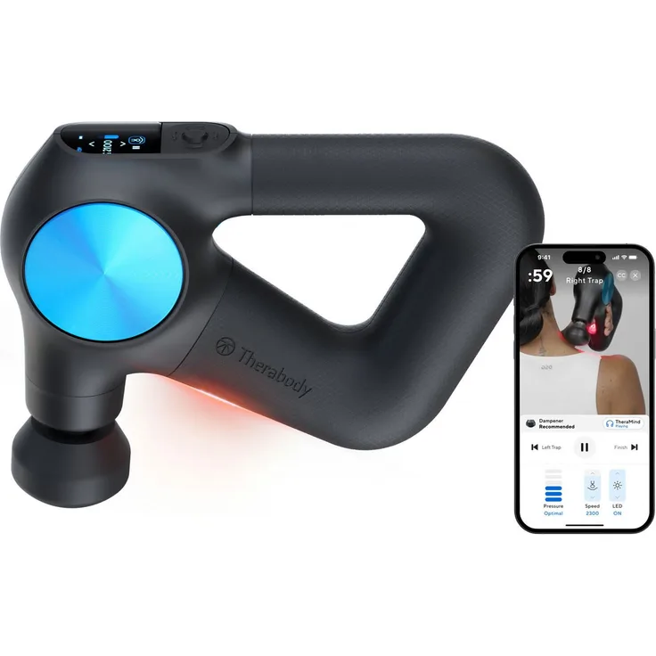 Therabody Theragun PRO Plus Massagepistole zur Schmerzlinderung und Regeneration, wissensch. erwiesen, mit Massage-, Vibrations- und Wärmetherapie, Pulsmessung und App-Steuerung