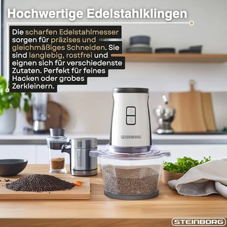 STEINBORG Standmixer SB-2650, 500 W, 1,8 Liter Glasbehälter, 600 ml To Go Becher, 4-Fach Edelstahlklingen, schwarz – Bild 6