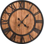 vidaXL Wanduhr Vintage Quarzwerk Holz Metall 60 cm XXL Analog Uhr Küchenuhr