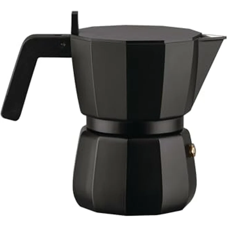 Alessi Espressokocher Moka Schwarz für 3 Tassen, 0,15l Kaffeekanne, italienisches Design, optimal für Espresso-Liebhaber – Bild 2