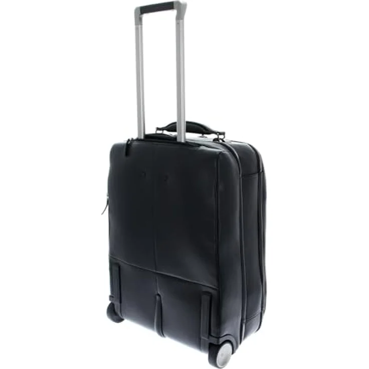 PIQUADRO Modus Trolley Cabin, Leder-Koffertrolley mit 2 Rädern, 15,6 Zoll Fächern, 47 Liter, Schwarz, 50 cm – Bild 3