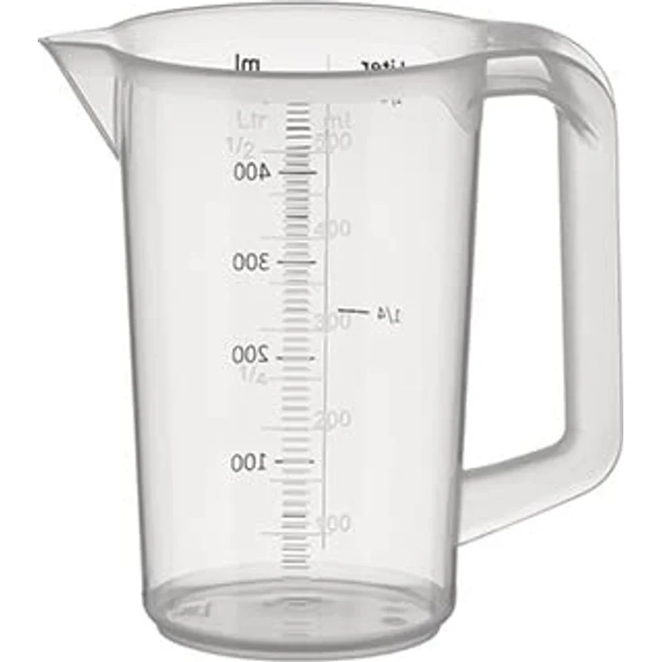 APS 30046 Messbecher Ø 9,5cm, H: 14cm, 0,5 Liter, Polypropylen mit geschlossenem Griff, geprägte Maßskalierung außen Liter- Milliliter-Einteilung – Bild 3