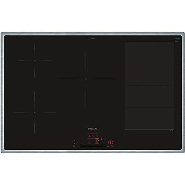 Siemens EX845HVC1E iQ700, Smartes Induktionskochfeld, 80 cm, Schwarz, Mit Rahmen aufliegend, varioInduktion, TouchSlider, Bratensensor Pro - Braten ohne Anbrenngefahr – Bild 1