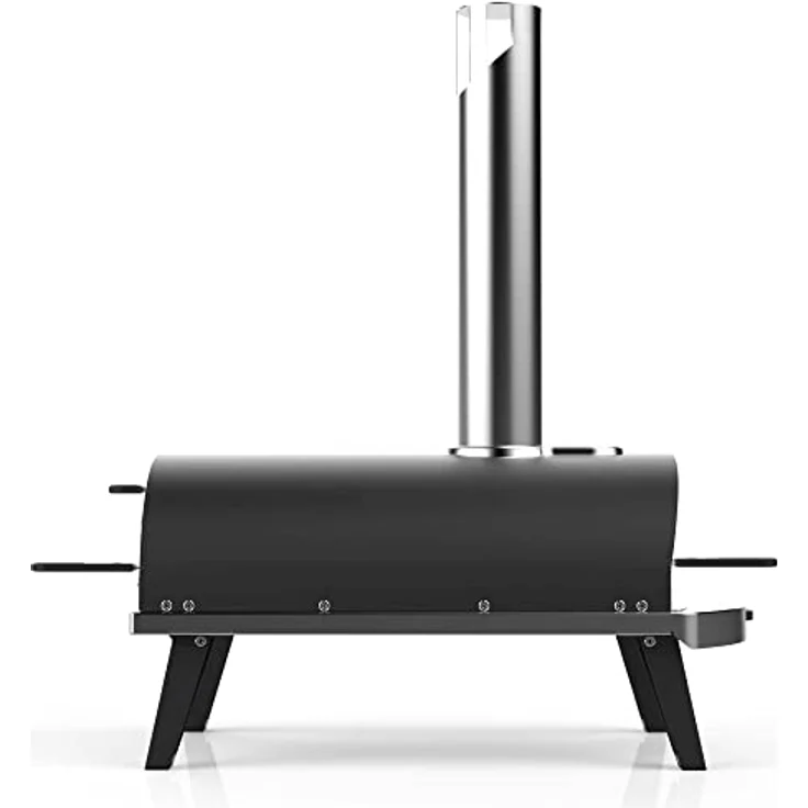 ZiiPa - Piana Pizzaofen, kompakter Outdoor-Pizzaofen, Pelletofen, Holzfeuer, Ofen mit Drehplatte für 360° Garen, integriertes Thermometer, Farbe Schiefer – Bild 4