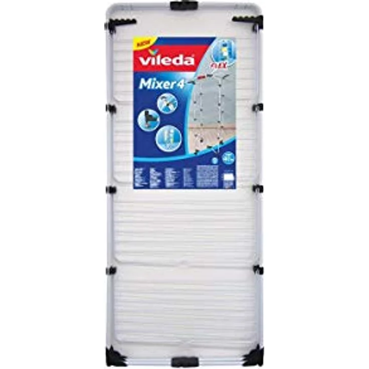 Vileda Mixer 4 Wäscheständer, 40 m Leinenlänge, 4 Ebenen für 4 Waschladungen, Flex-Gelenk, rollbar, Stahl – Bild 2
