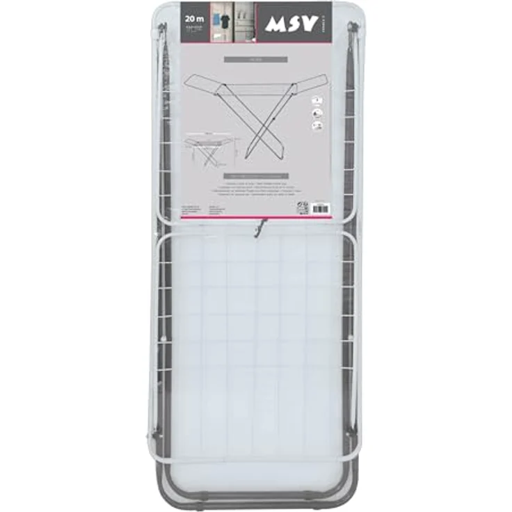 MSV Flügelwäscheständer 180x48x105cm 18m aus Edelstahl-PP in Silber-blau, 180x105x48 cm – Bild 5