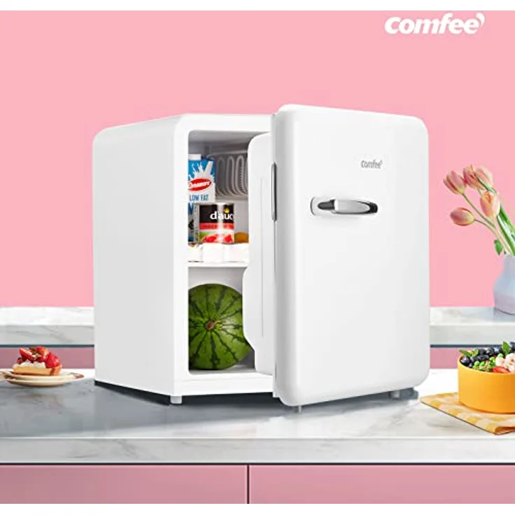 Comfee RCD50WH1RT(E) Mini-Kühlschrank/Retro Kühlschrank / 47L Kühlbox / 50 cm Höhe / 100 kWh/Jahr/Einstellbare Temperaturregelung/Verstellbare Standfüße/Weiß – Bild 3