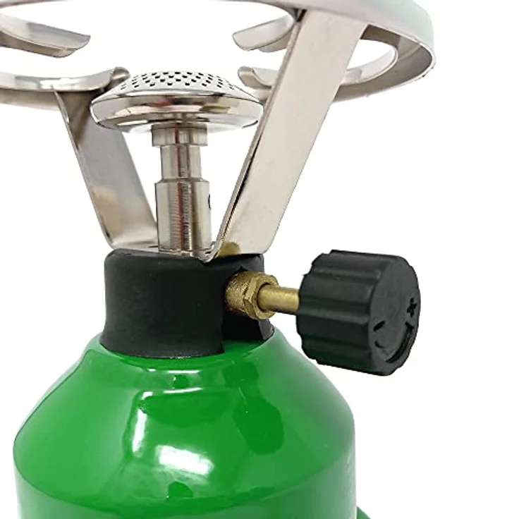 E190 Campingkocher Metall-Gaskocher Grün inkl. 5 Gaskartuschen – Bild 5