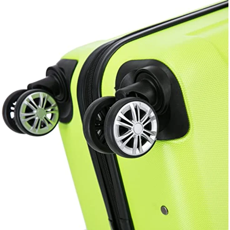 Flexot® F-2045 Koffer, Hartschale, 3tlg. Set (Neon-Gelb) Zwillingsrollen Bordcase Suitcase Reisekoffer – Bild 2