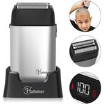 HATTEKER Elektrorasierer TX4, Langhaartrimmer, mit Sockel, Wet&Dry, Silber