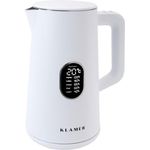 KLAMER Wasserkocher Edelstahl 1,5L 1800W elektrischer Wasserkocher weiß mit Temperatureinstellung zwischen 40-100°C, Teekocher BPA-frei