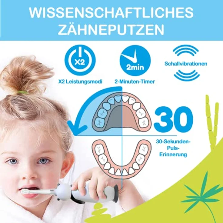 Brush-Baby Elektrische Zahnbürste WildOne, USB-Ladekabel, wasserdicht, Panda Design – Bild 4