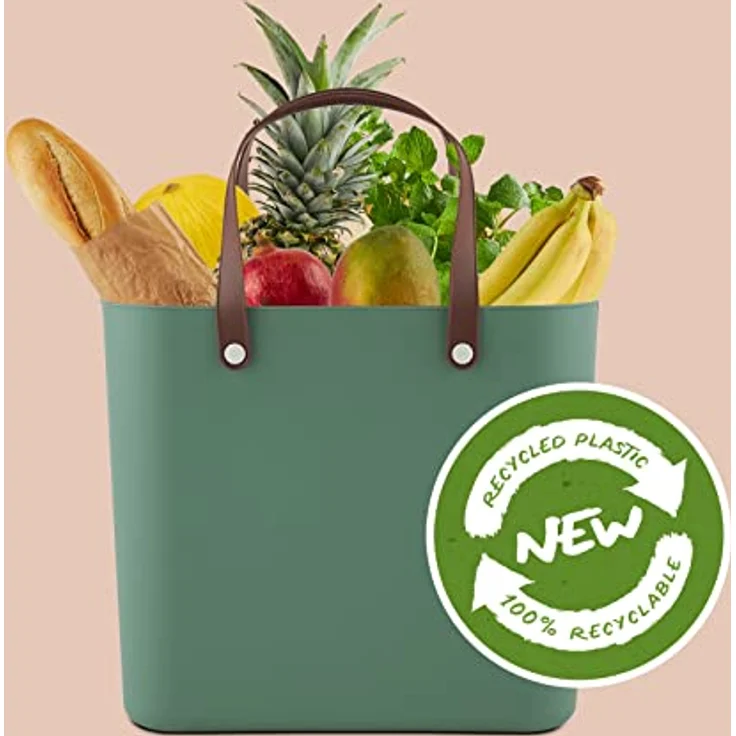 Rotho Albula Einkaufskorb 25l, Kunststoff (PP recycelt), grün, 25l – Bild 2