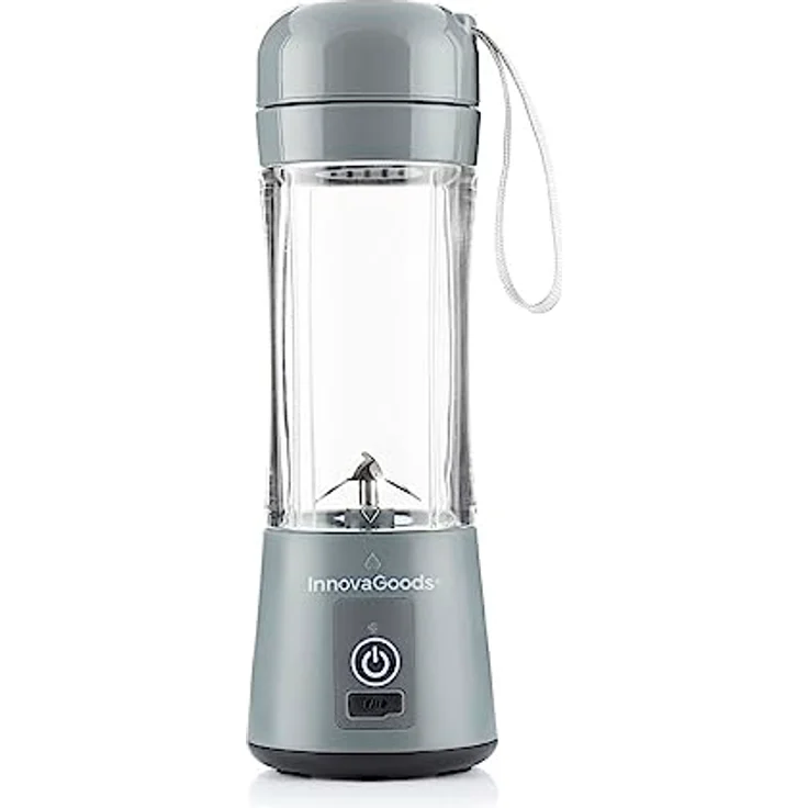 InnovaGoods wiederaufladbarer tragbarer Standmixer mit Becher, 0,38L, Tragegriff, USB-Ladung, LED-Anzeige, silber – Bild 13