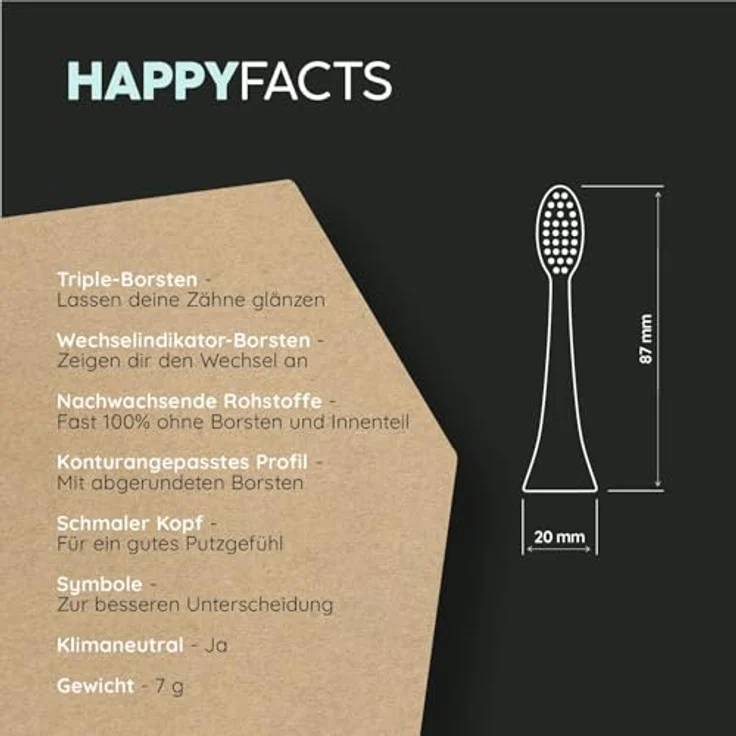 happybrush Aufsteckbürste ECO VIBE 3 Aufsteckbürsten, abgerundete Aktivkohle-Borsten, 3 Stück – Bild 4