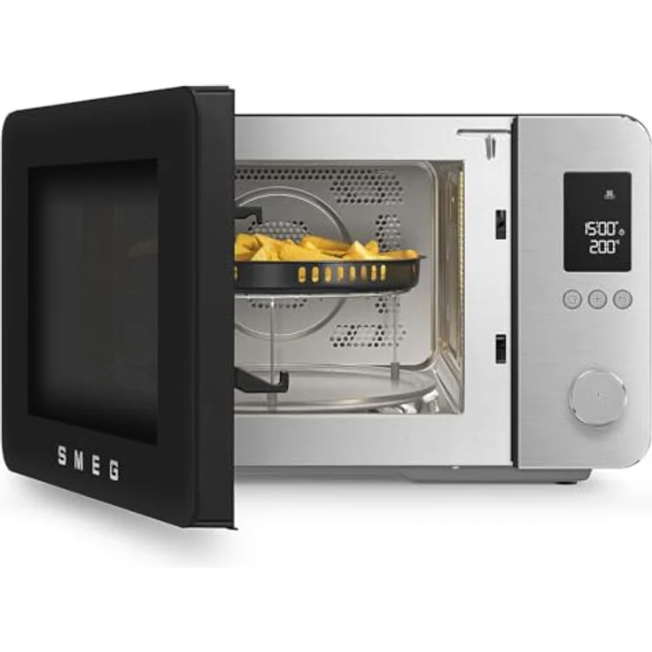 Smeg MOC02BLMEU, Kombi-Tisch-Mikrowelle mit 9 Garfunktionen, Air-Fry und 25 Automatikprogrammen, matte schwarze Oberfläche mit Aluminiumfront – Bild 8