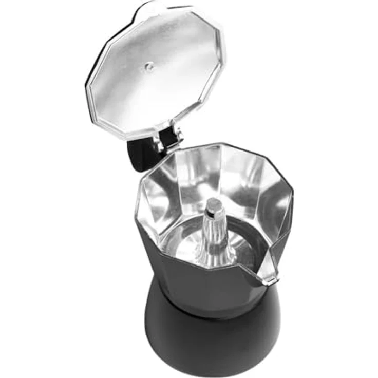 Adler Espressokocher, 320ml Kaffeekanne für 6 Tassen, Schwarz, mit thermoisoliertem Griff und Sicherheitsventil – Bild 4