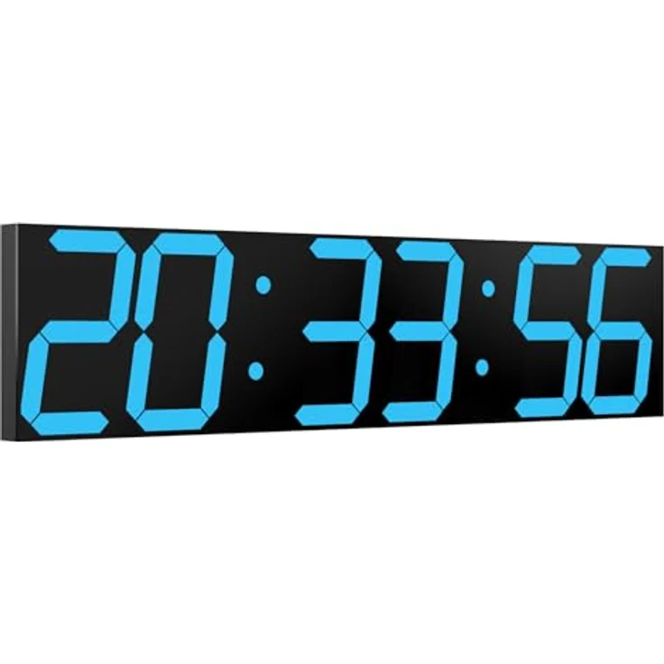 CHKOSDA Digitale Wanduhr, übergroße LED-Digitaluhr mit Auto-Dimmer, 27 Zoll Countdown-Timer und Fernbedienung, Eisblau – Bild 1